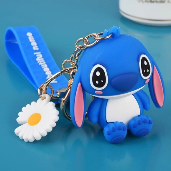 Disney Stitch Blue Keychain Bag Accessory Wristlet - Picture 1 of 3
